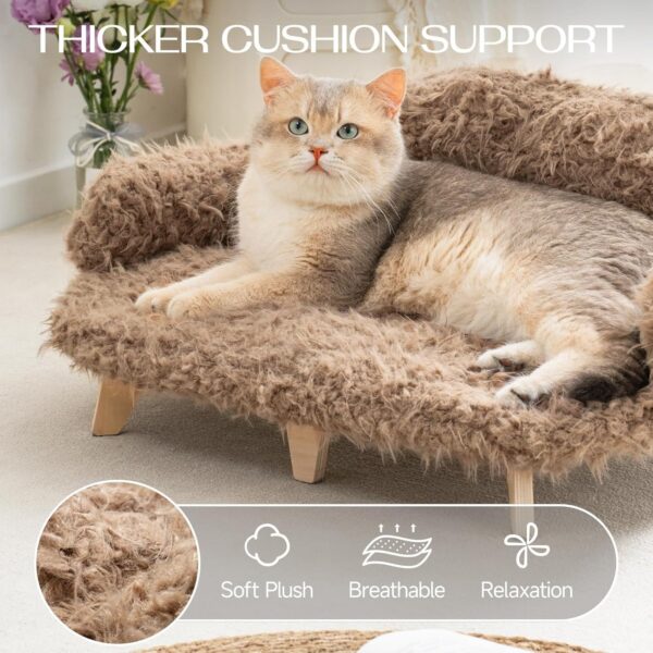 Elevated Cat Bed – Wooden Pet Sofa with Washable Cover for Cats & Small Dogs (26