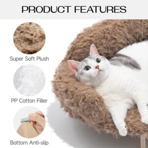 elevated cat bed wooden pet sofa washable cover small dogs indoor couch non slip brown modern design 4