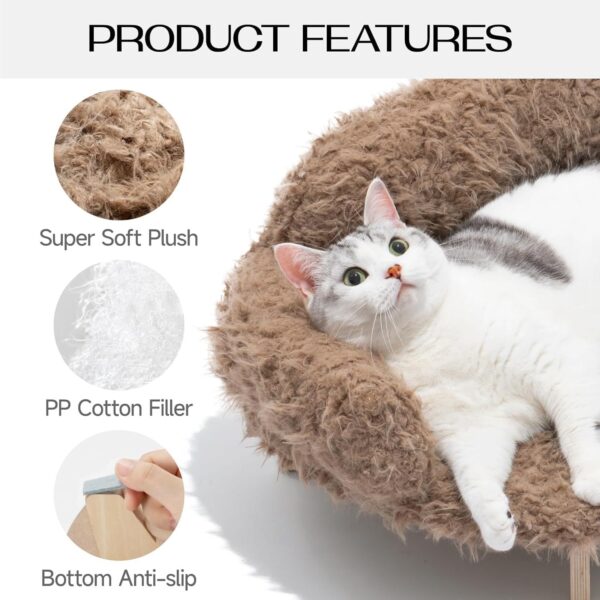 elevated cat bed wooden pet sofa washable cover small dogs indoor couch non slip brown modern design 4