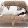 elevated cat bed wooden pet sofa washable cover small dogs indoor couch non slip brown modern design 6