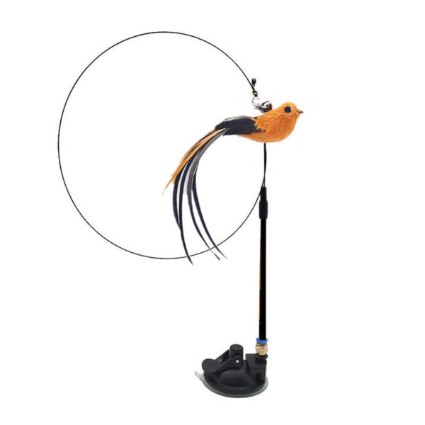 funny steel wire feather toy for cats interactive springy wand hunting play 1