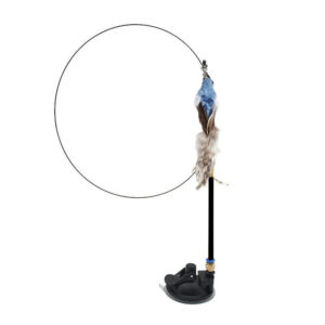 funny steel wire feather toy for cats interactive springy wand hunting play 5