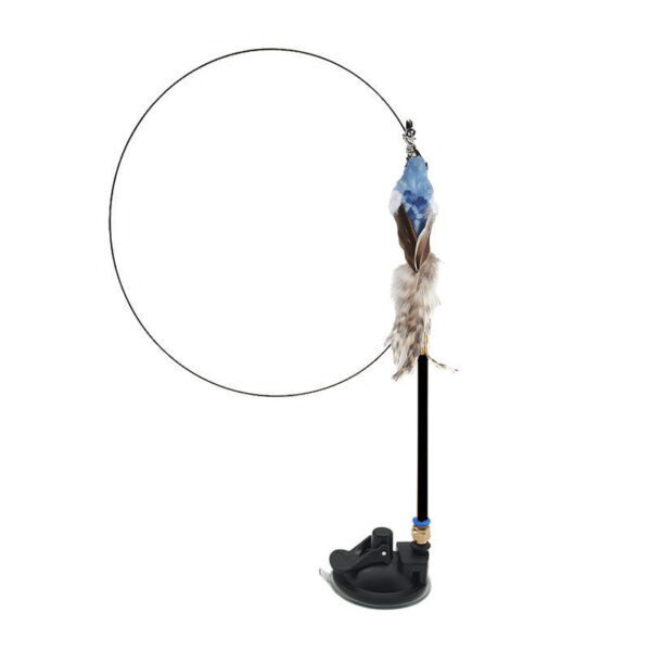 funny steel wire feather toy for cats interactive springy wand hunting play 5