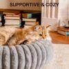 mewoofun donut cat bed washable round calming indoor pet bed for kittens small dogs soft cushion grey 2