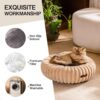 mewoofun donut dog bed calming washable pet bed medium dogs up to 45lbs soft plush light brown indoor sleep 1