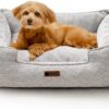 mewoofun medium dog bed washable calming rectangle pet bed with anti slip bottom 315″x236″x95″