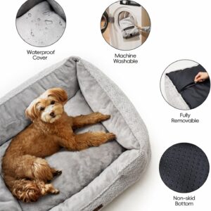 mewoofun medium dog bed washable calming rectangle pet sofa anti slip bottom soft cushion indoor sleeping 6
