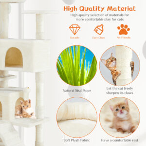 multi functional cat treehouse climbing frame tower condo perch scratching post furniture playhouse pet tree indoor activity 2