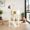 multi functional cat treehouse climbing frame tower condo perch scratching post furniture playhouse pet tree indoor activity 6