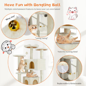 multi functional cat treehouse climbing frame tower condo perch scratching post furniture playhouse pet tree indoor activity 8