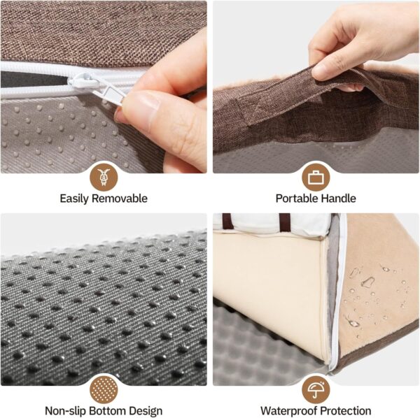 orthopedic dog bed large egg crate foam sofa waterproof lining anti slip bottom comfortable pet bed brown 2