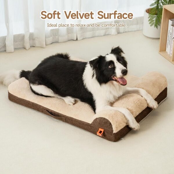 orthopedic dog bed large egg crate foam sofa waterproof lining anti slip bottom comfortable pet bed brown 3