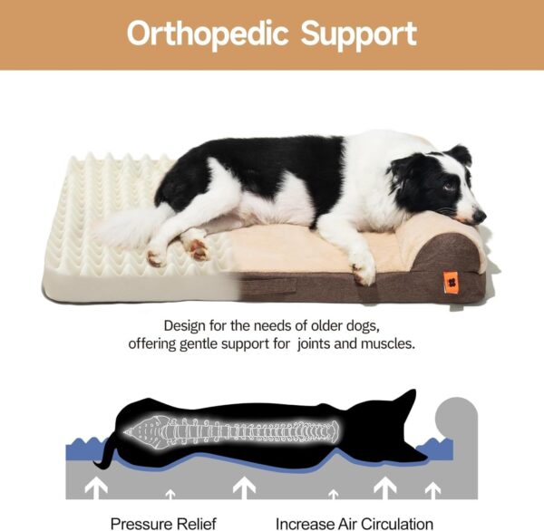 orthopedic dog bed large egg crate foam sofa waterproof lining anti slip bottom comfortable pet bed brown 4