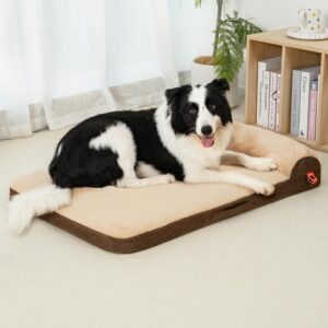 orthopedic dog bed large egg crate foam sofa with waterproof lining anti slip bottom brown