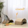PawHut Cat Scratching Board – 4-Pack Reversible Indoor Scratcher Replacement (Brown) - Image 7