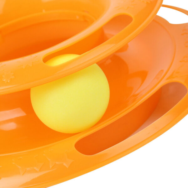 pet cat crazy ball disk interactive toy trilaminar track tower fun activity entertainment puzzle rolling layers training 10