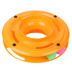 pet cat crazy ball disk interactive toy trilaminar track tower fun activity entertainment puzzle rolling layers training 2