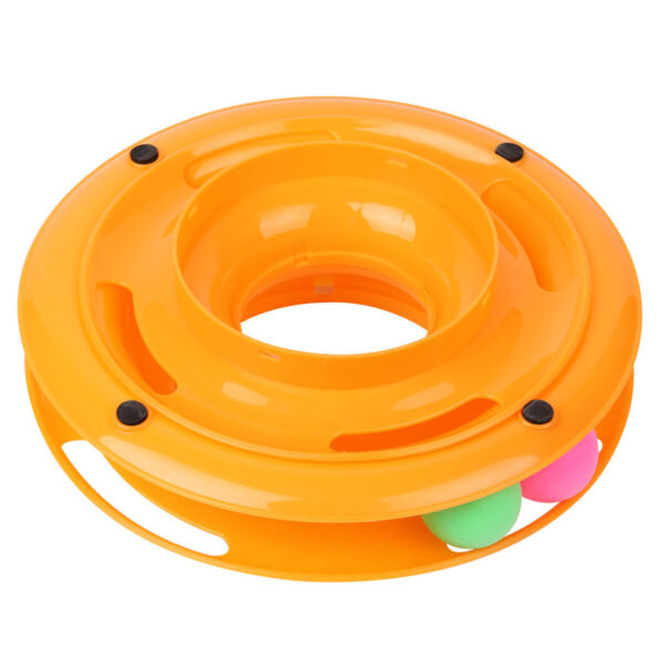 pet cat crazy ball disk interactive toy trilaminar track tower fun activity entertainment puzzle rolling layers training 2
