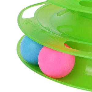 pet cat crazy ball disk interactive toy trilaminar track tower fun activity entertainment puzzle rolling layers training 3