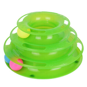pet cat crazy ball disk interactive toy trilaminar track tower fun activity entertainment puzzle rolling layers training 4