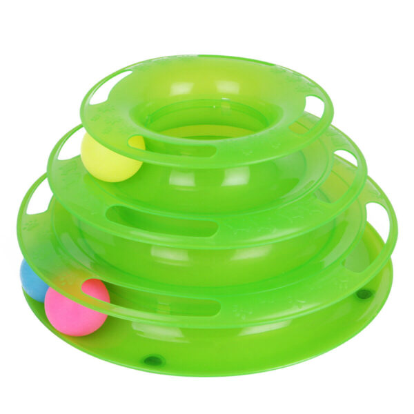 pet cat crazy ball disk interactive toy trilaminar track tower fun activity entertainment puzzle rolling layers training 4