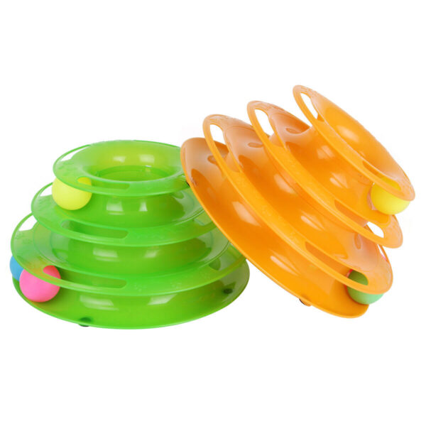 pet cat crazy ball disk interactive toy trilaminar track tower fun activity entertainment puzzle rolling layers training 6