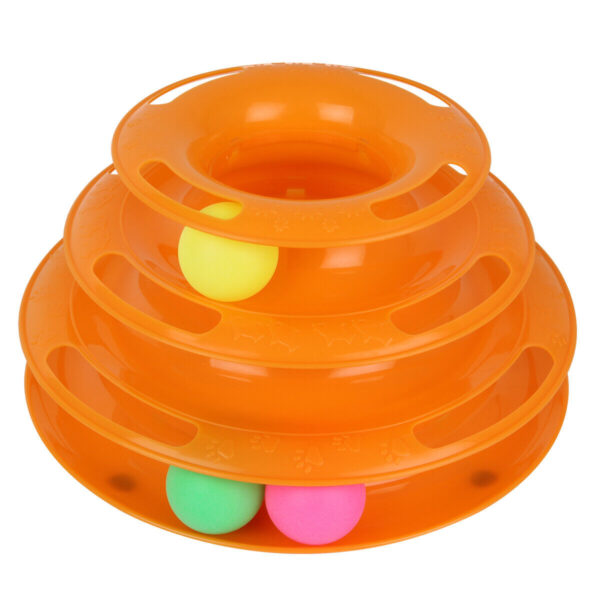 pet cat crazy ball disk interactive toy trilaminar track tower fun activity entertainment puzzle rolling layers training 9