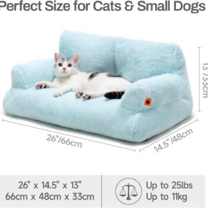 plush cat bed washable indoor pet couch non slip bottom soft comfy sofa 26x19x13 blue sleeping mat 3