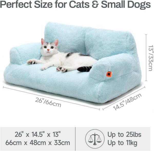 plush cat bed washable indoor pet couch non slip bottom soft comfy sofa 26x19x13 blue sleeping mat 3