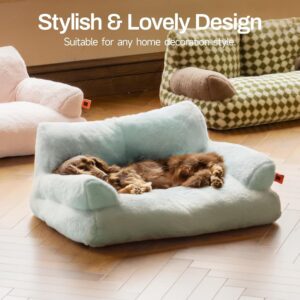 plush cat bed washable indoor pet couch non slip bottom soft comfy sofa 26x19x13 blue sleeping mat 4