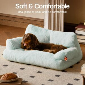 plush cat bed washable indoor pet couch non slip bottom soft comfy sofa 26x19x13 blue sleeping mat 7