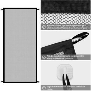 portable pet safety gate mesh fence guard dog cat baby indoor barrier foldable lightweight installation home protection 1