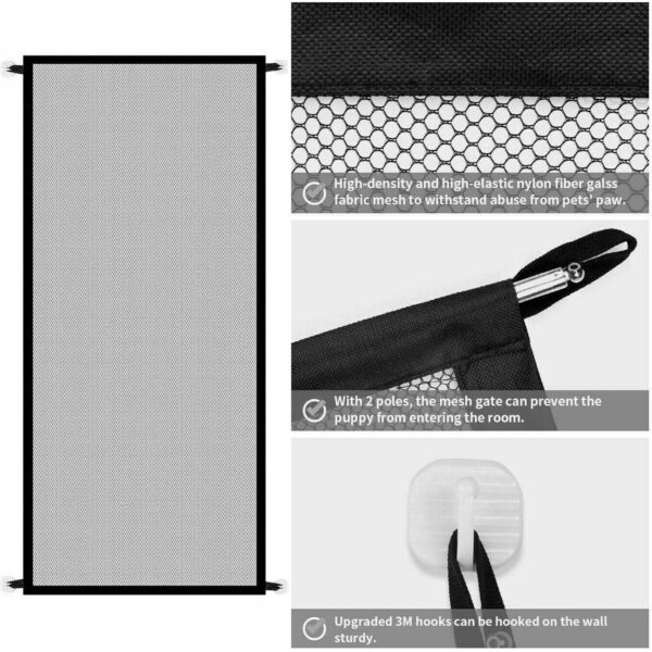 portable pet safety gate mesh fence guard dog cat baby indoor barrier foldable lightweight installation home protection 1