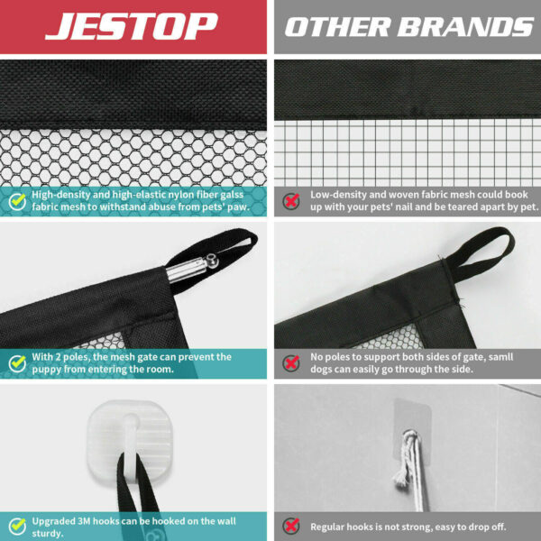 portable pet safety gate mesh fence guard dog cat baby indoor barrier foldable lightweight installation home protection 14