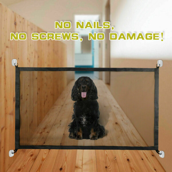 portable pet safety gate mesh fence guard dog cat baby indoor barrier foldable lightweight installation home protection 16