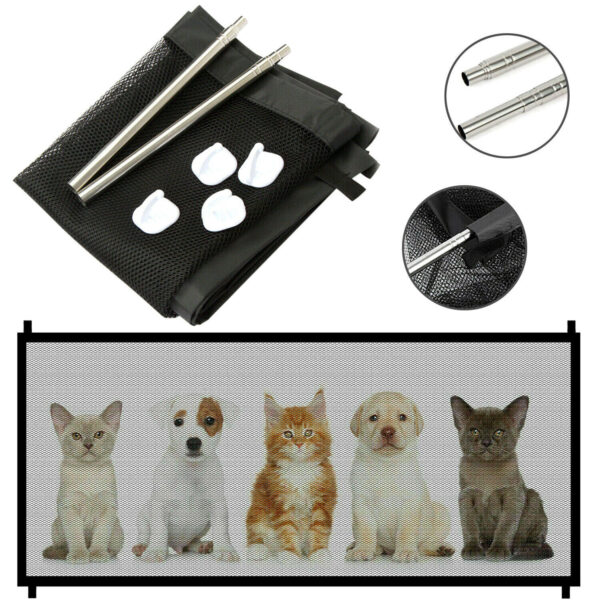portable pet safety gate mesh fence guard dog cat baby indoor barrier foldable lightweight installation home protection 18
