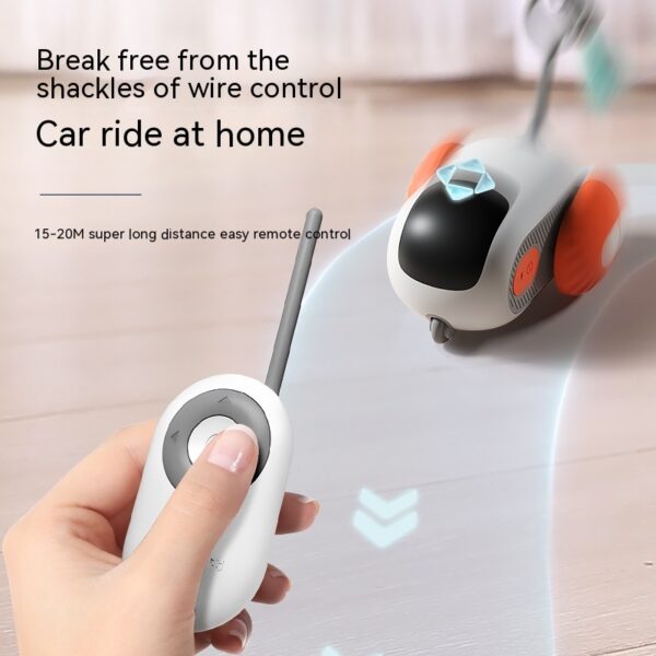 remote control interactive cat car toy usb charging smart auto moving light up pet play indoor fun 2