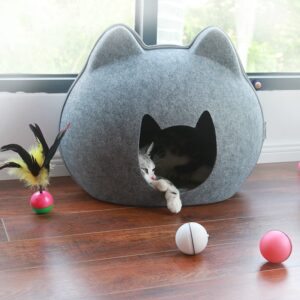 trending cat bed with cat shape entrance