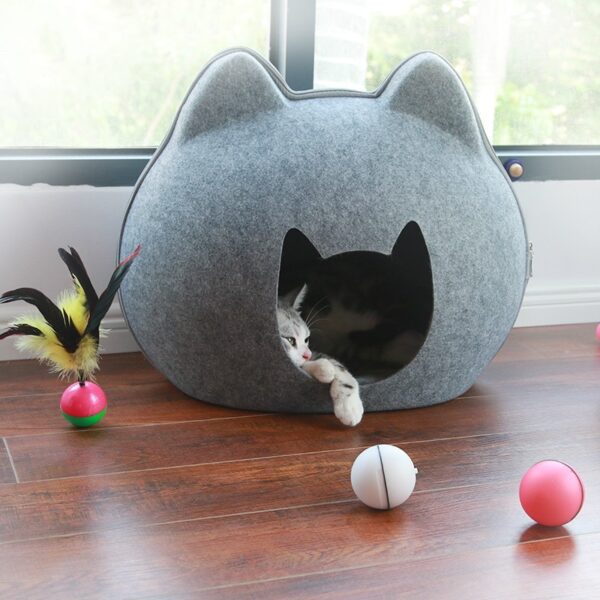 trending cat bed with cat shape entrance