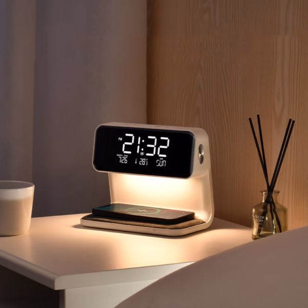 3-in-1 Bedside Lamp – Wireless Charger & LCD Alarm Clock - Image 3