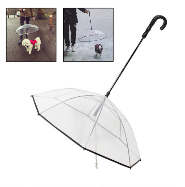 clearpaw umbrella transparent dog umbrella with traction chain rain protection for pets 1