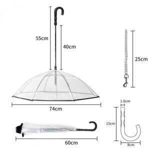 clearpaw umbrella transparent dog umbrella with traction chain rain protection for pets 6