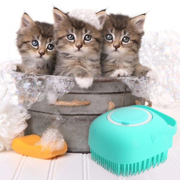 pet dog shampoo brush massager soft silicone grooming bathing tool scrubber gentle cleaning wash shedding 4