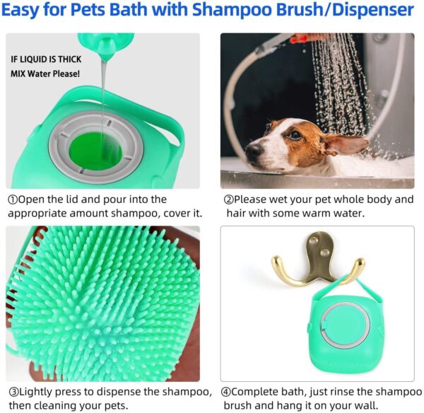pet dog shampoo brush massager soft silicone grooming bathing tool scrubber gentle cleaning wash shedding 7