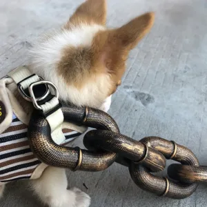 funny dog leash realistic iron chain pet leash for small medium large dogs durable dog collar accessory 14